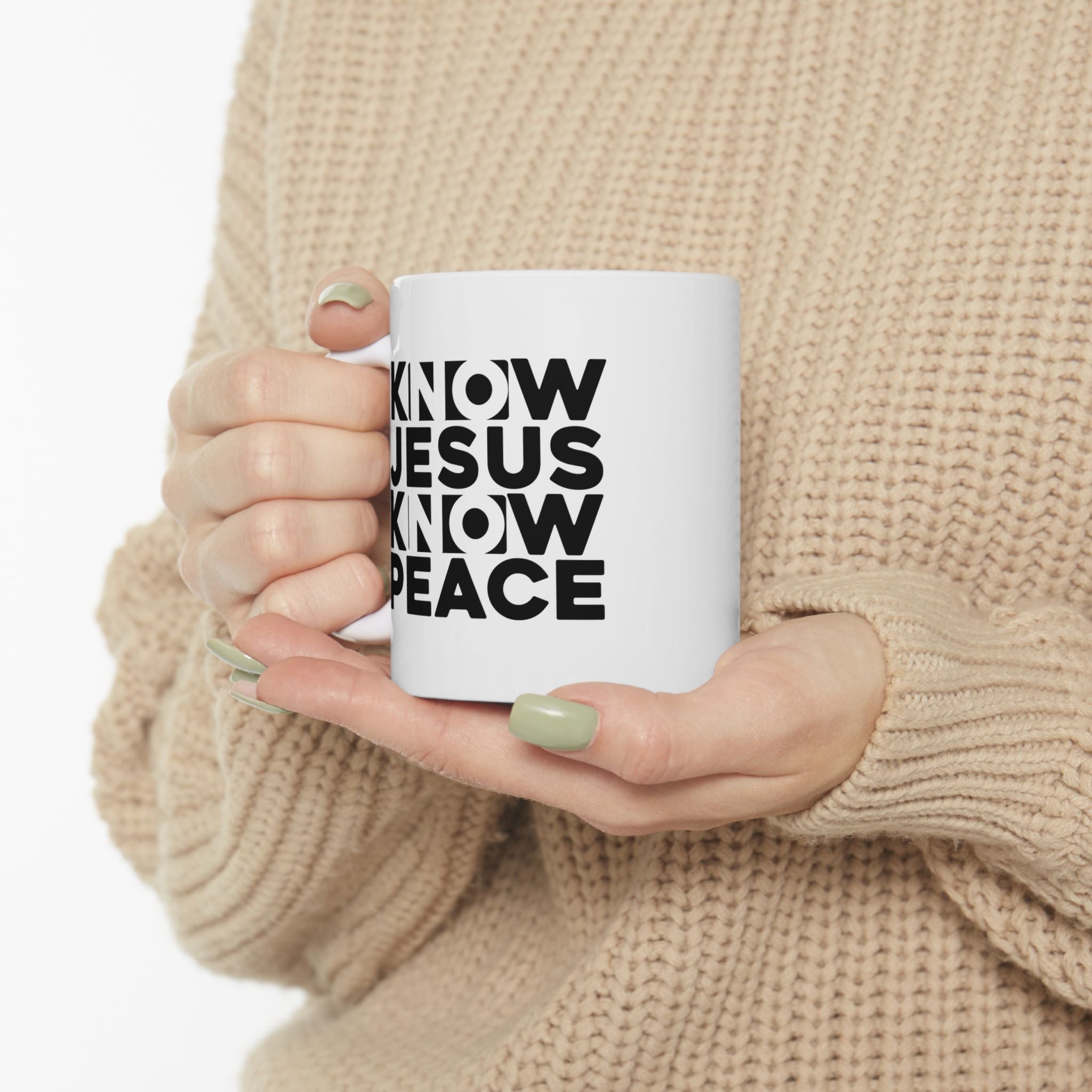 Mug - Know Jesus Know Peace | Christian typography coffee mug