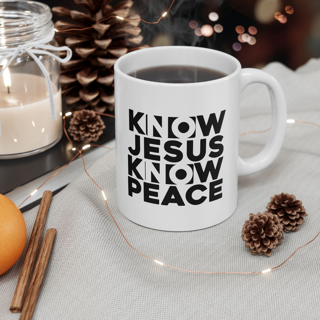 Mug - Know Jesus Know Peace | Christian typography coffee mug